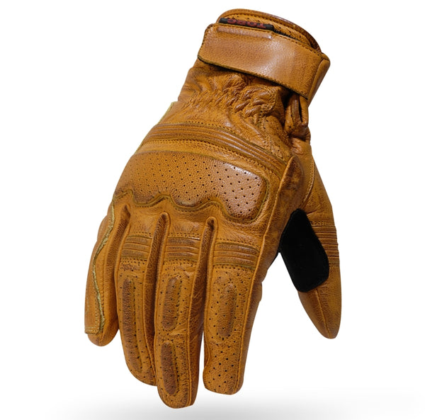 Fullerton Leather Gloves - Gold | Black.
